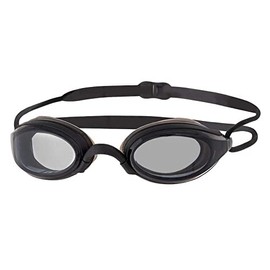Zoggs Fusion Air Swimming Goggles Adult (Smoke Lens, Black/Grey) Women, Men, Air-Filled Cushion Comfort Fit, Anti-Fog, UV Protection, Wide Vision Swim Goggles with Interchangeable Nose Bridge