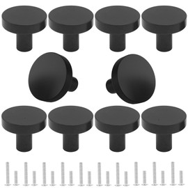 10pcs Matte Black Cabinet Knobs – Round Drawer & Dresser Pulls, Modern Furniture Hardware for Kitchen, Bathroom, & Cupboard – Durable & Easy to Install