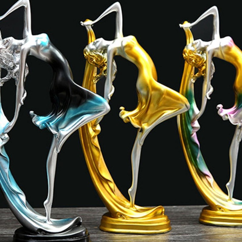 Modern Style Resin Dancing Girl Sculptures Ballerina Statue Figurine Dancer