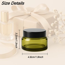 8Packs 15ml Green Glass Cream Jar with Black Lids Refillable Cosmetic Container Small Empty Round Glass Jar for Face Cream, Eye Balm, IY Skincare, Travel, Sample Storage