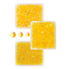 qiipii Orange Yellow AB Resin Rhinestones for Crafting 3mm 4mm 5mm Dark Yellow AB Flatback Jelly Stones Bulk SS10 SS16 SS20 Non-Hotfix Diamonds Gems for Nails Face Eyes Makeup Body Tumblers DIY Crafts