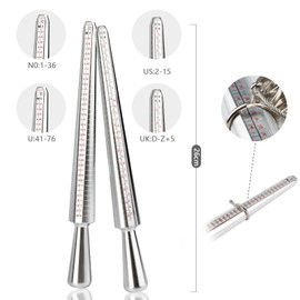 UTOCLEC 4 Stück Ringgrössenmesser Set, Ringgrößenmesser, Ringschablone Kostenlos, Ringstock, Ringmaß Ring Sizer Messskalen Set zum Messen von Ringdurchmessern, Größenstandard UK, EU, USA