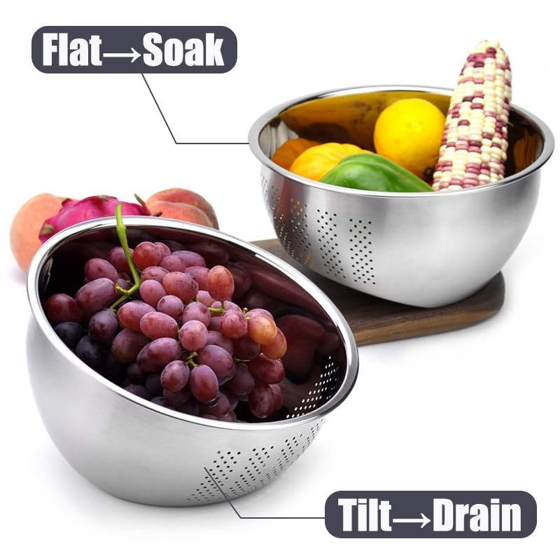 Rice Washer Strainer Bowl, Stainless Steel Quinoa Washing Bowl With