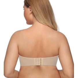DotVol Women's Large Sizes Underwired Unpadded Bandeau Strapless Multiway Bra, beige