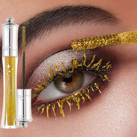 Colored Sparkling Diamond Mascara Waterproof Stainless Eyelashes Crystal Golden Extension Makeup Glitter Volume Resistant, 07 Yellow / 컬러 스파클링 다이아몬드 마스카라 방수 얼룩 속눈썹 크리스탈 골든 연장 메이크업 글리터 볼륨 방지, 07 Yellow