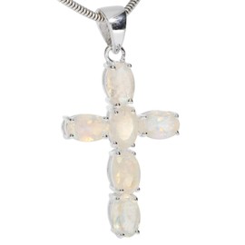 Moonstone Jewellery (Pendant) Moonstone Pendant Delicate Cross Six Faceted Moonstones 925 Sterling Silver Model Number 4455, Gemstone, Moonstone