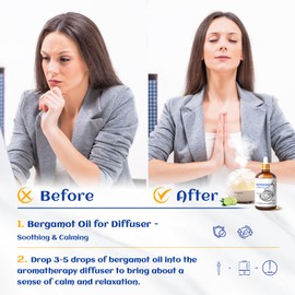 HIQILI Bergamot Essential Oil, Aromatic Deodorizer, 100% Pure & Natural - 3.38 oz