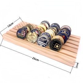 Vowmaid 6 Row Military Challenge Coin Display Holder Wood Coin Stand Case (Primary Color)
