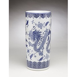 Zeckos AA Importing 59825 Ceramic Umbrella Stand 18 in Dragon Pattern