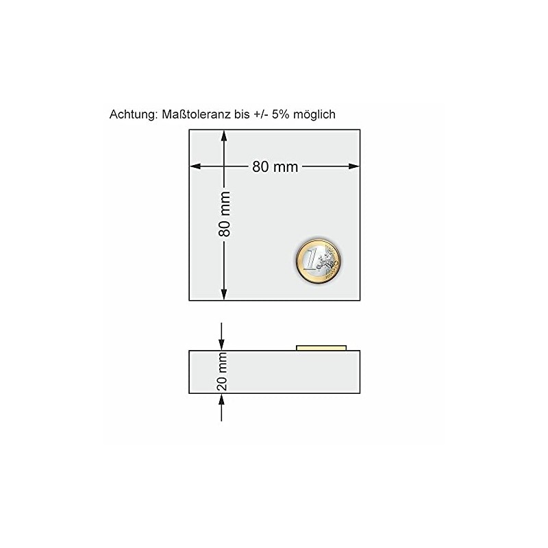 Square Acrylic Block 80 x 80 x 20 mm Transparent,