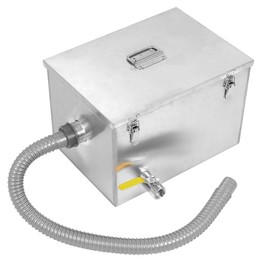 BEAMNOVA 8lbs Commercial Grease Trap Stainless Steel Interceptor for Restaurant Side Inlet