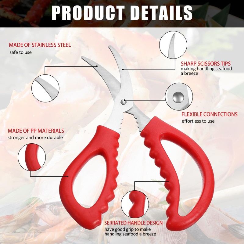 Gisafai 20 Pcs Kitchen Seafood Scissors for Crab Bulk,Leg Scissors