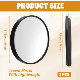 Josojoou 30X Magnifying Mirror 3.5In Magnified Makeup Mirror Travel Makeup Mirror with Suction Cup and Tweezers for Makeup, Shaving, Blackhead Blemish Removal (Black - 30x)
