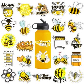 50 Pcs Bee Stickers for Water Bottles Honey Bee Stickers for Kids Large Bee Stickers Cute Waterproof Laptop Stickers Pack