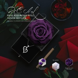 Birthday Gift For Her Mum Eternal Rose Flower Present For Women Preserved Real Rose With I Love You Necklace in Gift Box for Girlfriend Wife Daughter on Christmas Mothers Valentine's Day Anniversary
