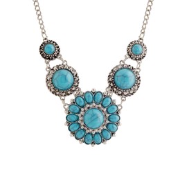 MINACHI Bohemian Retro Sunflower Created Turquoise Necklace Choker, Ethnic Chunky Style, Gift Jewelry for Women