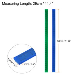 sourcing map 3pcs Whiteboard Magnetic Ruler 29cm Metric Blackboard Straight Rulers Office Measuring Tools, Green Deep Blue