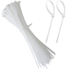 100 PCS White Plastic Cable Ties, 300mm x 3.6mm Nylon Zip Ties, 12" Heavy Duty Cable Ties, 12 inch/30 cm Long Zip Tie Wraps, Wraps Long White Cable Ties for Home, Garden, Office and Cable Managment