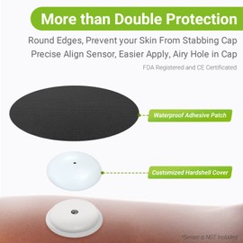 25PCS Sensor Covers for Freestyle Libre 2 Waterproof Hardshell Cover,No Glue on Sensor,1-Hand Patching/Removing, Adhesive Patches,CGM Overpatch,Freestyle Libre 14 Day Sensor Patches