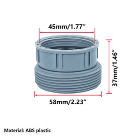 Qrity Kitchen Sink Drain Pipe Joint Thread Hose Connector 45 mm Female to 58 mm Male Thread Plastic Joint Thread Pack of 1