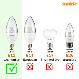 Sunlite LED B13 Decorative Chandelier Light Bulb, 7 Watts (60W=), 500 Lumens, 120 Volts, Dimmable, E12 Candelabra Base, Type B, 90 CRI, ETL Listed, Torpedo Frosted, Title-20, 3000K Warm White, 6 Pack