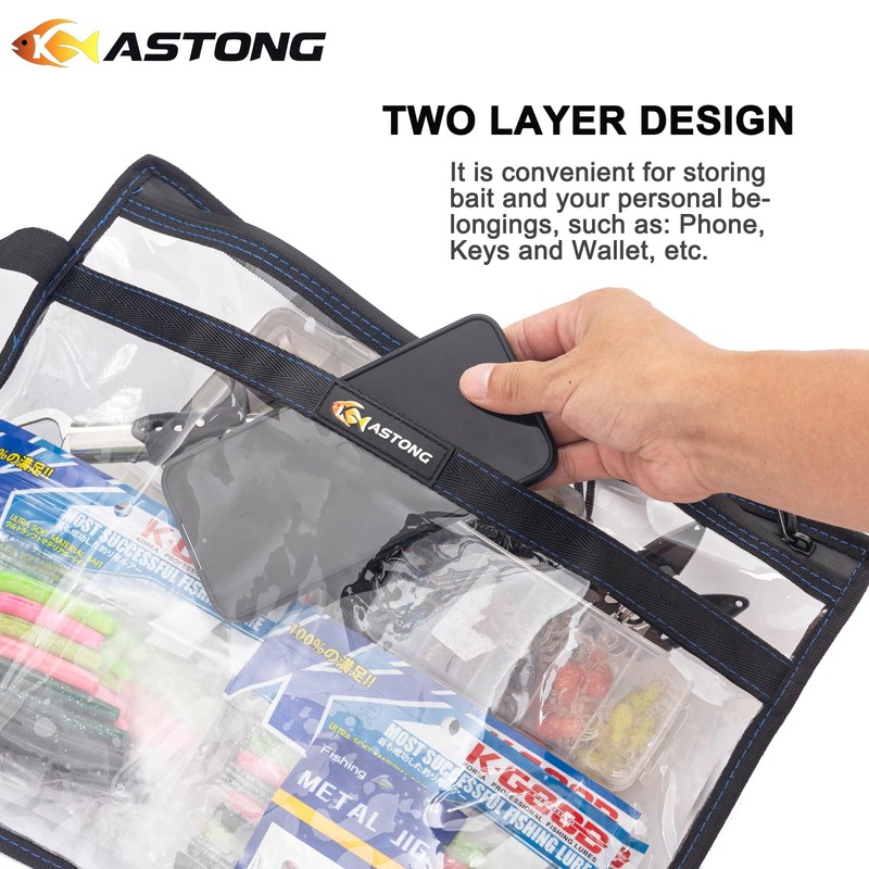 KASTONG 2 Layer Water-resistant Fishing Bait PVC Clear Storage Bag