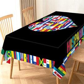 Heyfary - Mantel para decoración del mes de la herencia hispana, latinoamericana, española, cultura latina, paises, amor, corazón, aula, hogar, cocina, comedor, mesa, tela, 60 x 84 pulgadas