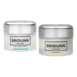Kit Antiedad Antimanchas · Suero con Doble Colágeno Marino + Hidrolizado + Elastina y Suero Despigmentante Extracto de Bellis Perennis · Firmeza Tono Uniforme · Sin Parabenos · Bridunn
