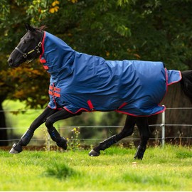 Horseware Ireland Mio All-in-One Turnout Sheet Dark Blue/Red 69