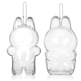 Protective Cases for Blind Box Doll with Keychains Acrylic Clear, Dust-Resistant Doll Cases Protect Your Dolls Perfectly, No Dolls Included (1 Pc Standing, 1 Pc Sitting)