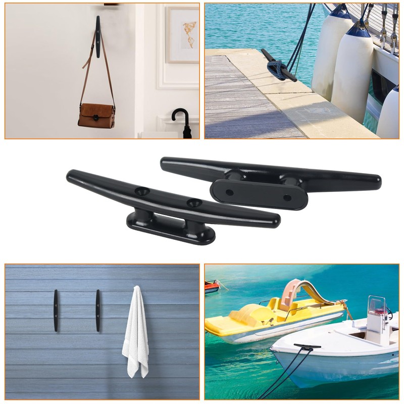 8 Inch Nylon Boat Cleats, Dock Cleats Black 6 Pack,