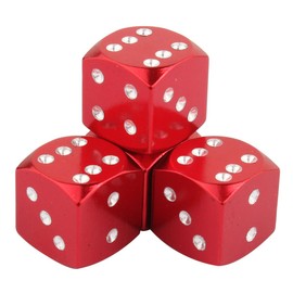 TOMALL 4pcs Dice Style Tire Valve Stem Caps for Car Moto Bicycle Red Aluminum Alloy