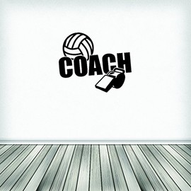 Wall Decal Volleyball Coach Whistle Size 16 Inches X 24 Inches - 22 Colors Available