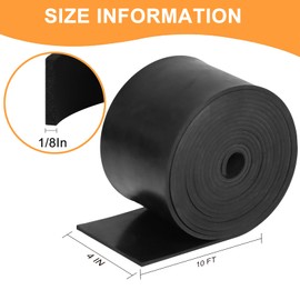 VUAOHIY Neoprene Rubber Strips Solid Rubber Rolls Neoprene Solid Rubber Sheet for DIY Gasket, Warehouse, Pads, Seals, Weather Stripping, Crafts, Flooring, Supports (4In x 1/8In x 10Ft)