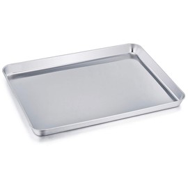 TeamFar Baking Sheet, Stainless Steel Baking Pan Cookie Sheet, Healthy & Non Toxic, Rust Free & Less Stick, Easy Clean & Dishwasher Safe