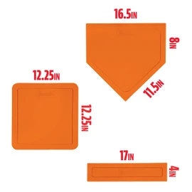 Franklin Sports Thrown Down Baseball Bases with Home Plate and Pitcher's Rubber - Rubber Base Set Perfect for Baseball, Teeball, and Kickball - Five Piece Orange, 5 piece set