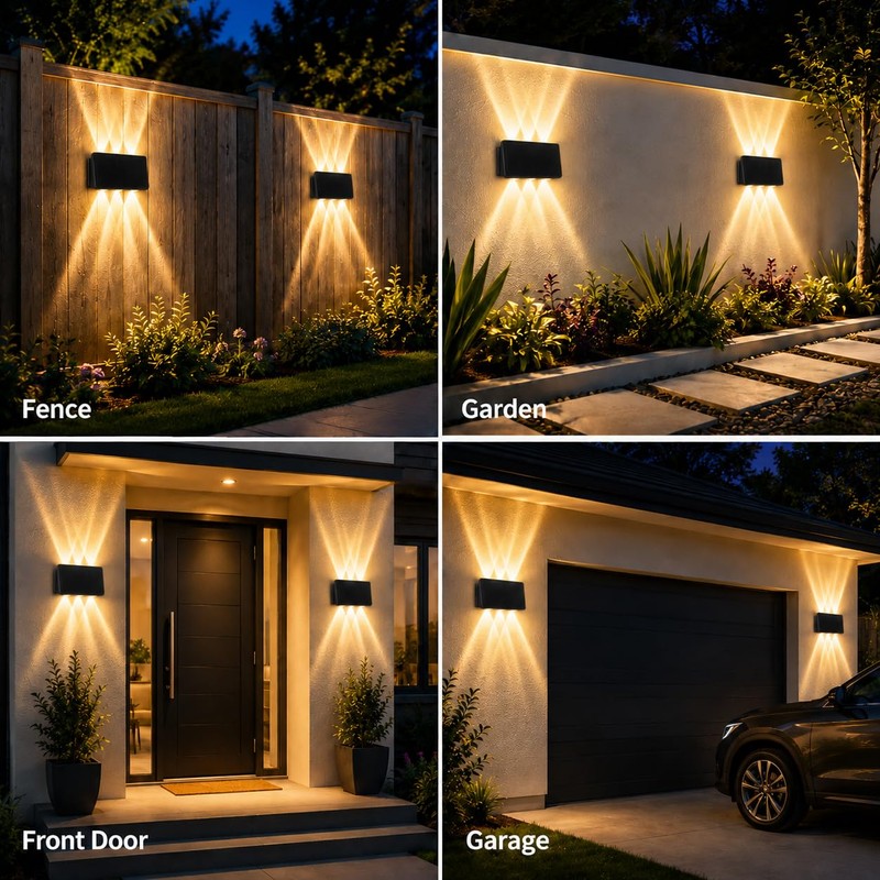 TERVEEX Solar Wall Lights Outdoor, 6 LED Solar Powered Wall