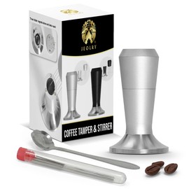 Multi-Functional Coffee Tamper and 7-Needles WDT Coffee Stirrer Tool- Espresso Tamp Press. 2-in-1 Espresso Distribution Stirrer Tool with Espresso Tamper for Espresso Accessories (58 MM, SILVER)