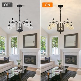 TESTOYS Vintage Crystal Pendant Light Fixture, 5-Light Victorian Black Modern Farmhouse Chandelier Hanging Lighting for Dining Room, Kitchen Island, Living Room, Bathroom, G9 Base