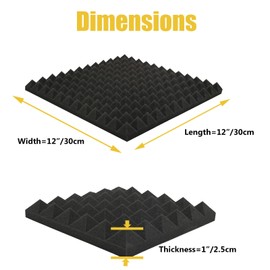 SK Studio Acoustic Foam Convoluted Foam Acoustic Foam Sound Insulation for Sound Studio Sound-Absorbing Damping Wall Foam Pyramid Pack of 12