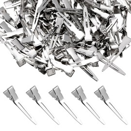 100Pcs Metal Silver Duck Billed Clips 1.77 Inch Single Prong Curl Clips Silver Setting Section Hair Clips for Hair Extensions