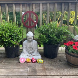 Rustic Metal Treasured Peace Sign Wall Hanging Ornament Home Door Decor Decorative Plaque Signs Outdoor Metal Peace Wall Art Hippie Decor (12")