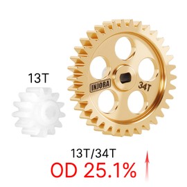 INJORA Brass Transmission Main Gear with Motor Pinion for Buggy Losi Micro-B/Micro-T, 13/34T