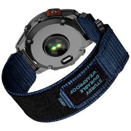 OVERSTEP Rugged Nylon Bands Compatible with Garmin Fenix 7X, Fenix 5X, Fenix 6X Pro, Enduro 2, Adjustable Woven Sports Wrist Strap for Tactix 7, Fenix 3 Smart Watch, Blue, Size 26mm