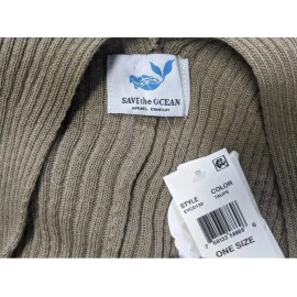 SAVE THE OCEAN ribbed knit women's kimono ruana Sweater topper - TAUPE/TAN