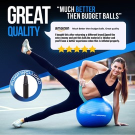 DYNAPRO Exercise Ball – Extra Thick Eco-Friendly & Anti-Burst Material Supports Over 2200lbs – Stability Ball for Home, Gym, Chair, Birthing Ball