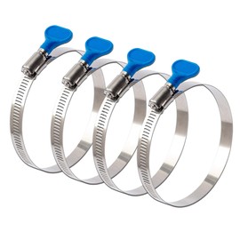 ISPINNER 4pcs 4 Inch Key-Type 304 Stainless Steel Worm Gear Hose Clamps, Adjustable Size Range 91-114mm Clamps for Dryer Vent, Dust Collector and Automotive