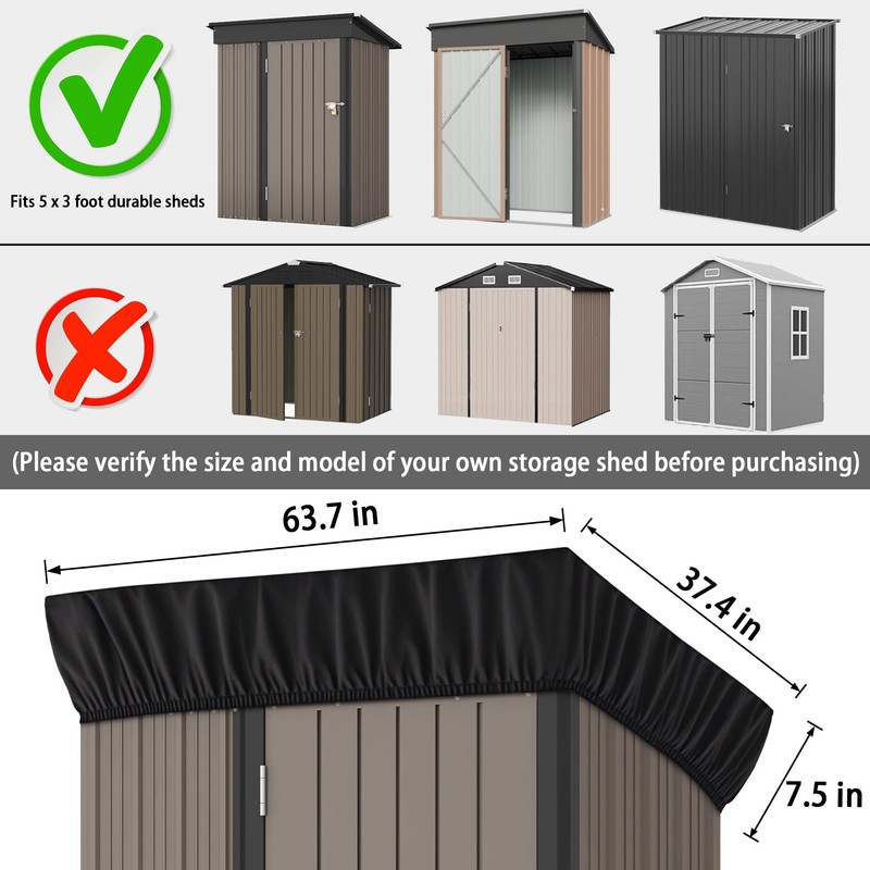 5x3Ft Outdoor Storage Shed Cover & Metal Garden Shed Cover