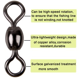 Crane Swivel for Fishing Black Barrel Crane Swivel Fishing Terminal Tackle Swivel Size 2# 4# 6# 8# 10# (8#(Pack of 100))