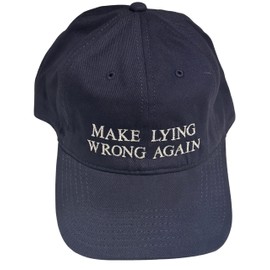 Make Lying Wrong Again Hat - Adjustable - Quality Embroidered - Cap - 2002, Navy Blue